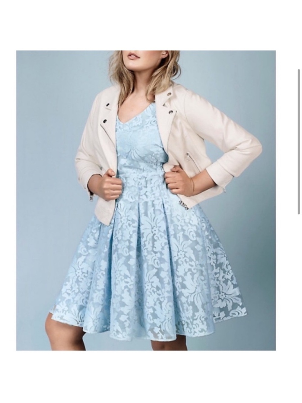Wilson Pale Blue Lace Fit-and-Flare Mini Dress